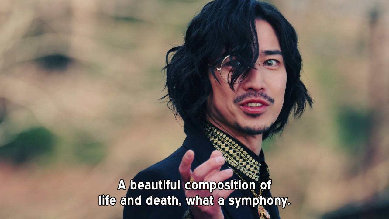 A screenshot of Geryon saying A beautiful composition of life and death, what a symphony.