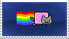 Nyan cat over a blue background.